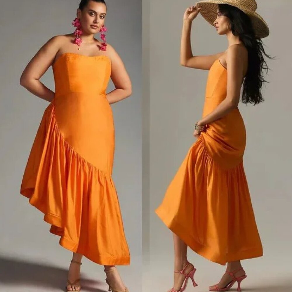 Anthropologie orange dress!! Let me be strapless dress!! Brand new with tags!